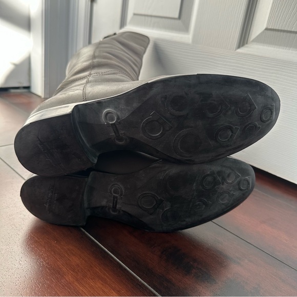 Size 9 Salvatore Ferragamo Women’s Fersea Gancini Grey Leather Riding Boots - Picture 16 of 16